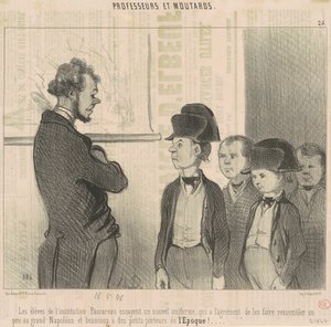 Pascareaun oppilaitoksen opiskelijat kokeilevat uutta univormua... tekijältä Honoré Daumier