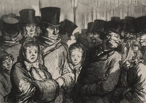 Teatterit: tulee ulos draamasta ja tulee ulos köydenkävelijistä. tekijältä Honoré Daumier