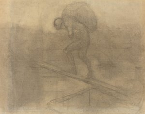 Mies kantaa säkkiä tekijältä Honoré Daumier