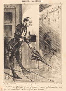 Uusi sateenvarjo, patentoitu... tekijältä Honoré Daumier