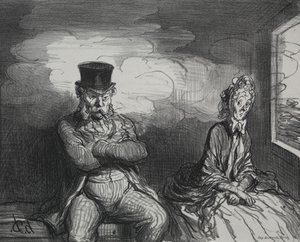 Junassa: miellyttävä seuralainen tekijältä Honoré Daumier