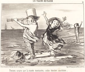 Pariisilaiset yllättyivät vuorovedestä... tekijältä Honoré Daumier