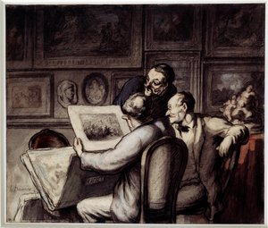 Printtien ystäville. Honore Daumierin (1808-1879) vesiväri, guassi ja musta lyijykynä, kynä ja muste posliinista. Aurinko. 0,26 x 0,31 Musee d