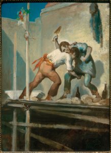 Raufende Maurer tekijältä Honoré Daumier