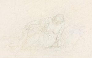 Makaava nainen nojaa käsivarteensa (käänteinen) tekijältä Honoré Daumier