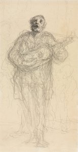 Laulava kitaristi recto, 1855-60. tekijältä Honoré Daumier