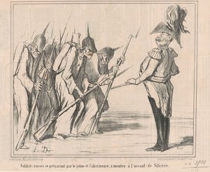 Venäläissotilaat valmistautuvat nuorten... tekijältä Honoré Daumier