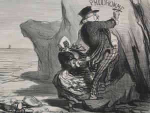 Hyvä porvari (levy 3): Haluan jättää katoamattoman muistomerkin vierailustamme tälle kalliolle... tekijältä Honoré Daumier