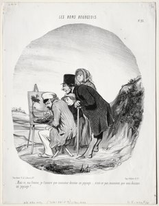 Hyvä porvari, levy 23: Mutta kyllä, rakkaani, vakuutan sinulle, että tämä herrasmies piirtää..., 184 tekijältä Honoré Daumier