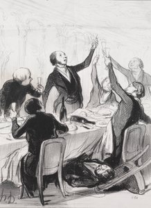 Päivän filantroopit, levy 8: 43d Toast... Temperance Societylle, 1844. tekijältä Honoré Daumier
