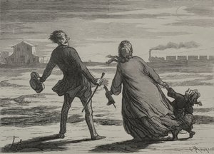 Rautatie: Liian myöhäistä. tekijältä Honoré Daumier