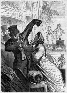 Viimeinen säe. Sarjakuva Honore Daumier (1808-1879). Kaiverrus "" Le Monde Illustré" -julkaisussa nro 255, 1. maaliskuuta 1862. tekijältä Honoré Daumier
