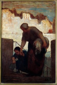 Pyykinpesukone. Honore Daumierin maalaus tekijältä Honoré Daumier