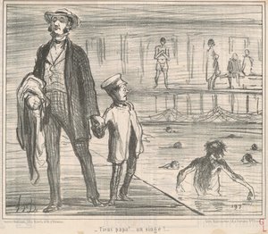 Täällä isä! ... apina! ... tekijältä Honoré Daumier