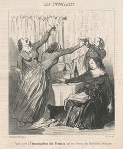 Naisten vapautumiselle nostettu malja... tekijältä Honoré Daumier