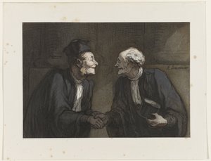 Kaksi asianajajaa kättelee // Deux avocats: la poignée de main tekijältä Honoré Daumier