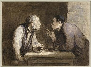 Two Drinkers, n. 1857-69 tekijältä Honoré Daumier