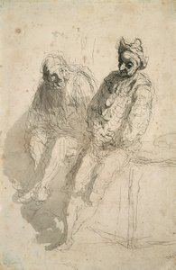 Kaksi Saltimbanquea tekijältä Honoré Daumier
