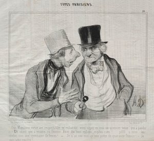 Tyypit Parisiens, levy 26: Kyllä, herra, kunnioitettava ilmanne rohkaisee minua... tekijältä Honoré Daumier