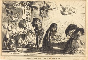 Neljännestuntia kuolemansa jälkeen hän oli vielä elossa (neljännestuntia kuolemansa jälkeen, hän oli vielä elossa) tekijältä Honoré Daumier