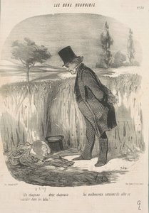 Yksi hattu... kaksi hattua... onneton... tekijältä Honoré Daumier