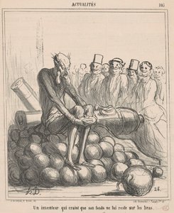 Keksijä, joka pelkää, että hänen rahastonsa jää... tekijältä Honoré Daumier