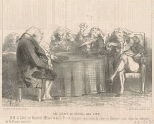Viiden hengen valtuuston kokous tekijältä Honoré Daumier