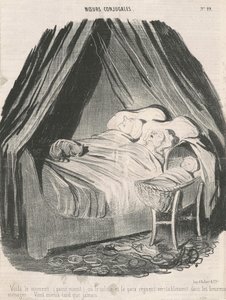Tämä on hetki (keskyön jälkeen), jolloin onnellisissa pariskunnissa vallitsee todella rauhallisuus ja rauha. Parempi myöhään kuin ei milloinkaan. tekijältä Honoré Daumier