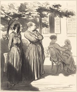 Tässä on nainen, joka juhlallisella hetkellä... tekijältä Honoré Daumier