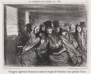 Matkustajat pitävät yhä vähemmän kolmannen luokan vaunuista... tekijältä Honoré Daumier