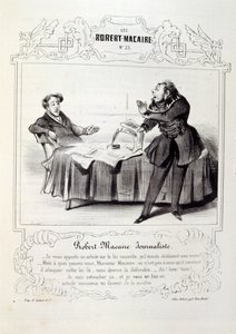 kuvituksia ideoista ja legendoista Philipon otsikolla Les Cent ja Robert Macaire tekijältä Honoré Daumier