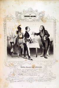 kuvituksia ideoista ja legendoista Philipon otsikolla Les Cent ja Robert Macaire tekijältä Honoré Daumier