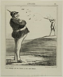 "-Kiitos, etten saa mennä metsästämään", levy 180 Actualitiésista. tekijältä Honoré Victorin Daumier