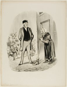 "- Millainen olo teillä on tänään, herra Chapolard - Madame Pochet, concierge, joka osaa käyttäytyä, puhuttelee vuokraisäntäänsä vain kolmannessa persoonassa. - Miten voisin puhua teille kolmannessa persoonassa, kun olette ensimmäinen ihminen, jonka tapaan tekijältä Honoré Victorin Daumier