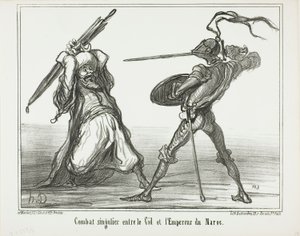 Epätavallinen taistelu El Cidin ja Marokon keisarin välillä, levy 117, Actualités-lehdestä. tekijältä Honoré Victorin Daumier