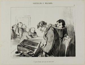 Nuori mies, jolle mikään ei ole pyhää, laatta 8 teoksesta Professeurs Et Moutards. tekijältä Honoré Victorin Daumier