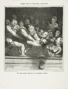 Kirjallinen väite toisesta kerroksesta, levy 3 teoksesta Croquis Pris Au Théatre par Daumier. tekijältä Honoré Victorin Daumier