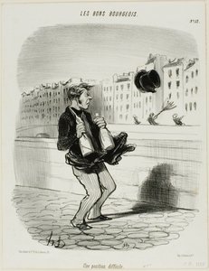 An Awkward Situation, levy 52 teoksesta Les Bons Bourgeois. tekijältä Honoré Victorin Daumier