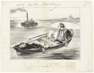 Epämiellyttävä kohtaaminen, levy kuudestoista teoksesta Les Canotiers Parisiens. tekijältä Honoré Victorin Daumier
