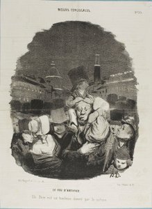 Ilotulitusnäytöksessä. Isä on luonnon tarjoama vetohevonen, kuva 33 Moeurs Conjugales -lehdestä ja kuva 14 Actualités-lehdestä. tekijältä Honoré Victorin Daumier