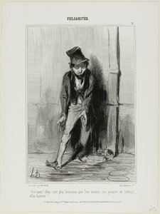 "Hitto! He ovat onnellisempia kuin isäntänsä.... nämä saappaat nartut... he juovat!", levy 2 Vulgaritésista. tekijältä Honoré Victorin Daumier