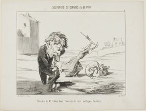 Cobdenin kannattajat, jotka harjoittavat rauhanomaisia tehtäviään, levy 5 teoksesta Souvenirs Du Congres De La Paix. tekijältä Honoré Victorin Daumier