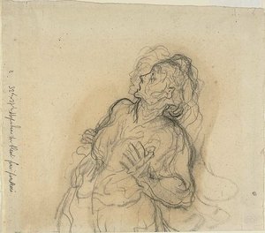 Pelästynyt nainen tekijältä Honoré Victorin Daumier