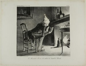 Kenraali Mortier Waterloon taistelua edeltävänä iltana, levy 456. tekijältä Honoré Victorin Daumier