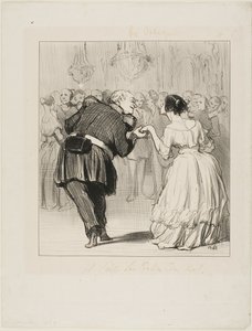 Hän iloitsee pallosta, levy 10 teoksesta Les Banqueteurs. tekijältä Honoré Victorin Daumier