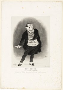 Henri Monnier. (Joseph Prudhommen roolissa) "- En koskaan salli, että tyttärestäni tulee kirjurin vaimo!", levy 1 teoksesta Les Artistes Contemporains (Odéon). tekijältä Honoré Victorin Daumier