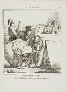 "En halua mennä niin syvään veteen...... siellä on varmasti isoja kaloja!", levy 1 Enfantillagesista. tekijältä Honoré Victorin Daumier