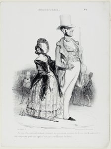 "Sanon itselleni: kuvittelisiko kukaan, että olemme tulossa Rue des Lombardsilta... Emme todellakaan näytä lainkaan kondiittoreilta.", levy 2 teoksesta Coquetry. tekijältä Honoré Victorin Daumier