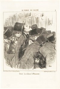 Meissonnierin maalausten edessä, levy 3 Le Public Du Salon -teoksesta tekijältä Honoré Victorin Daumier