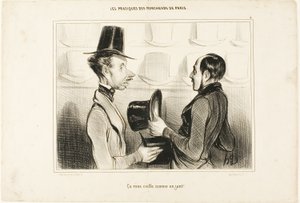 "Se sopii sinulle kuin hansikas!", kilpi 34 Types Parisiens -lehdestä. tekijältä Honoré Victorin Daumier